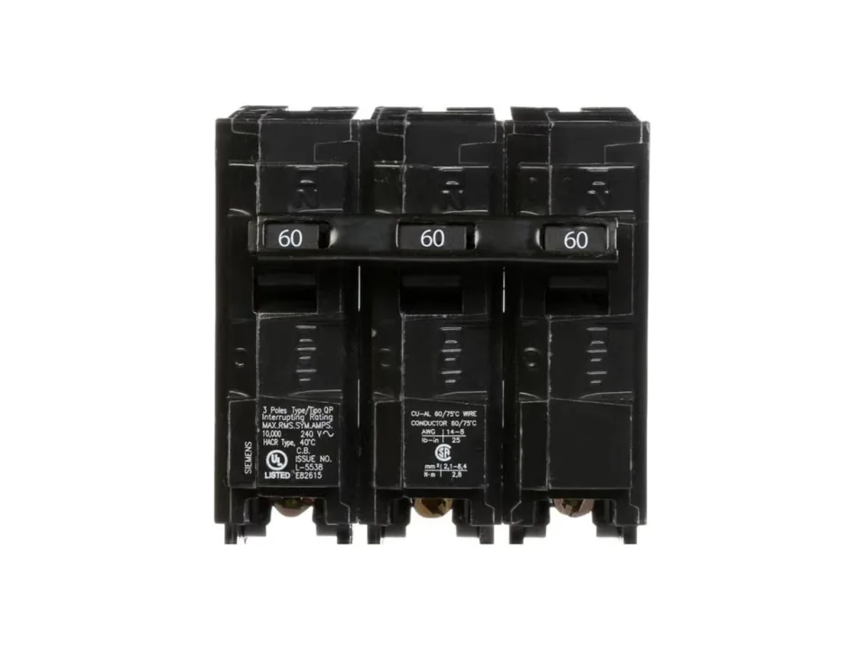Three-pole 60 amp circuit breaker