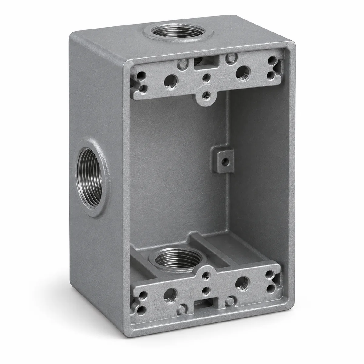 Weatherproof Box, 1-Gang, 2", 3 Holes 1/2" Gray